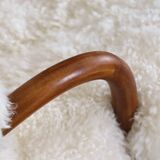 Early pair of arnold madsen clam chairs in curly sheepskin, madsen & schubell, 1944