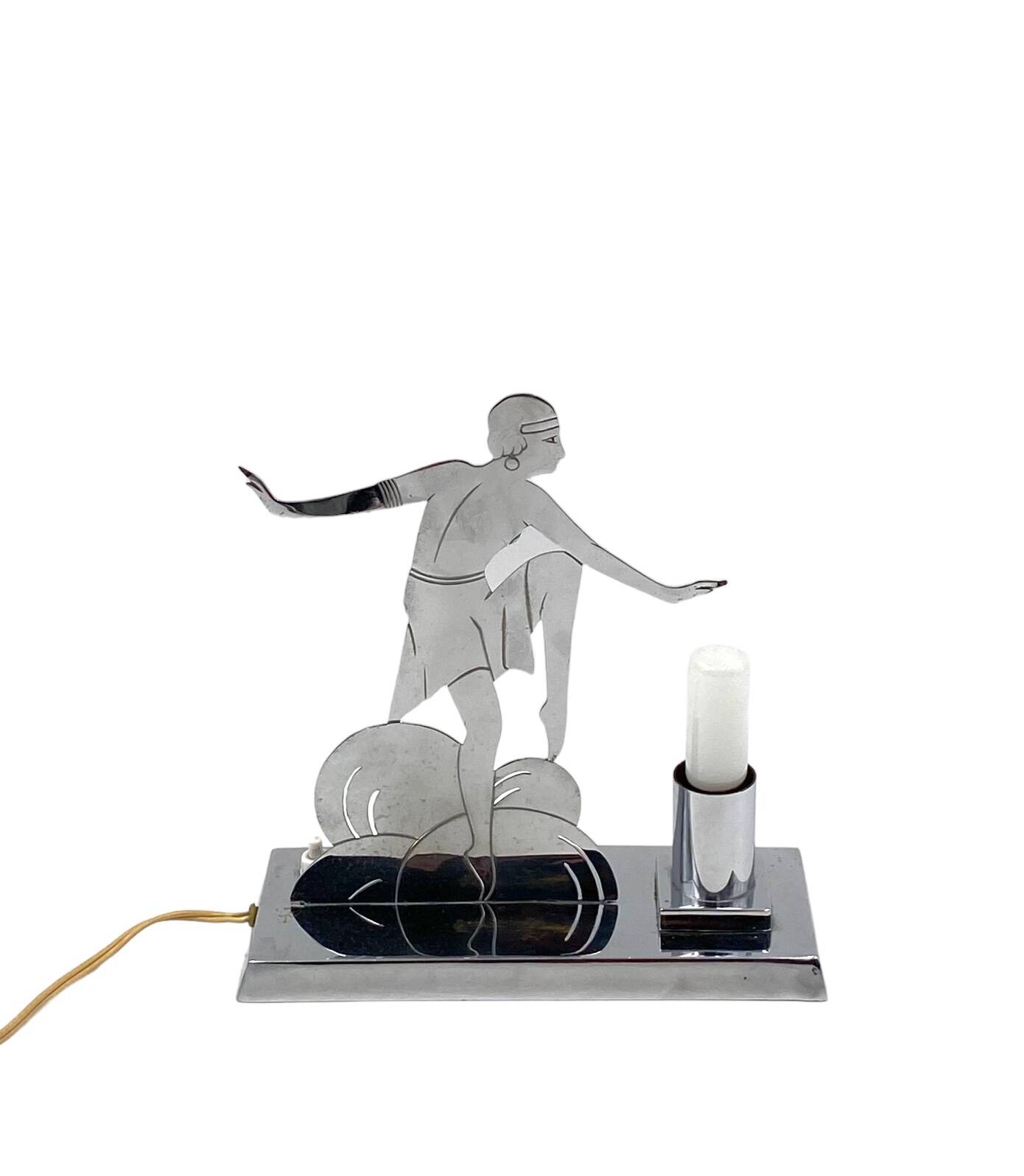 Art Déco Charleston Dancer cubist Table Lamp, LW Paris France, circa 1930