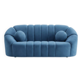 Two-seater sofa Sidonie in duck blue velvet Organic design