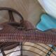 Vintage set of 2 swivel chairs in bamboo and rattan - Papasan shape