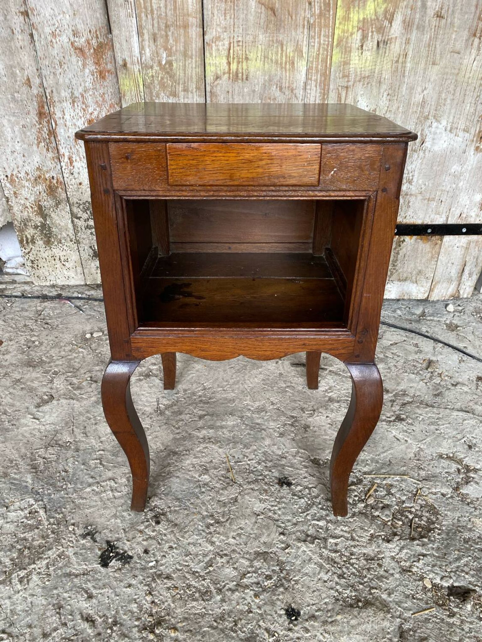 Louis XV Nightstand Table Wood Drawer + 19th Century Oak Vintage Case