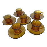 Duralex - 6 tasses et sous tasses verre orange