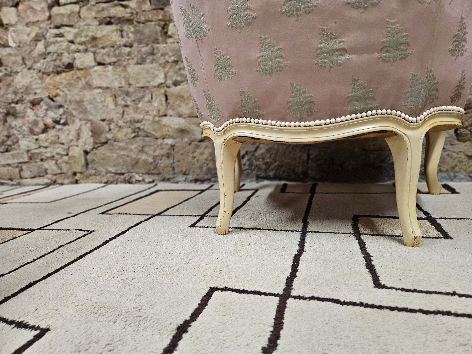 Pair of 1960s silk bergère armchairs