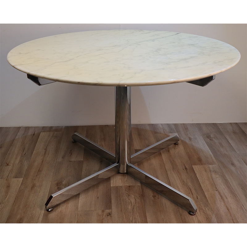 Table de repas vintage roche bobois en marbre et métal 1970