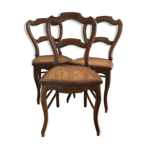 Lot de 3 chaises cannées Louis philippe