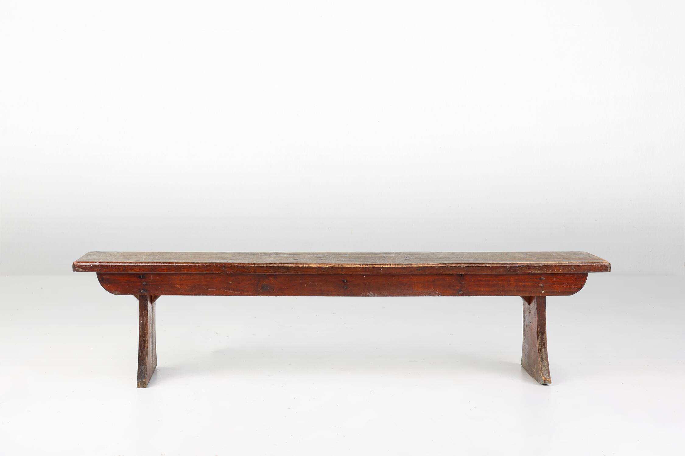 Banc rustique français en chêne brun, vers 1900