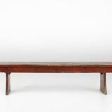 Banc rustique français en chêne brun, vers 1900