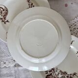 8 assiettes plates en faïence Clairefontaine motif Kyoto sépia fin XIXème