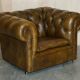 Ensemble vintage Chesterfield salon 3 pièces cuir