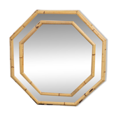 Vintage Octagonal Wall Mirror in Bamboo, Italy, 1960s