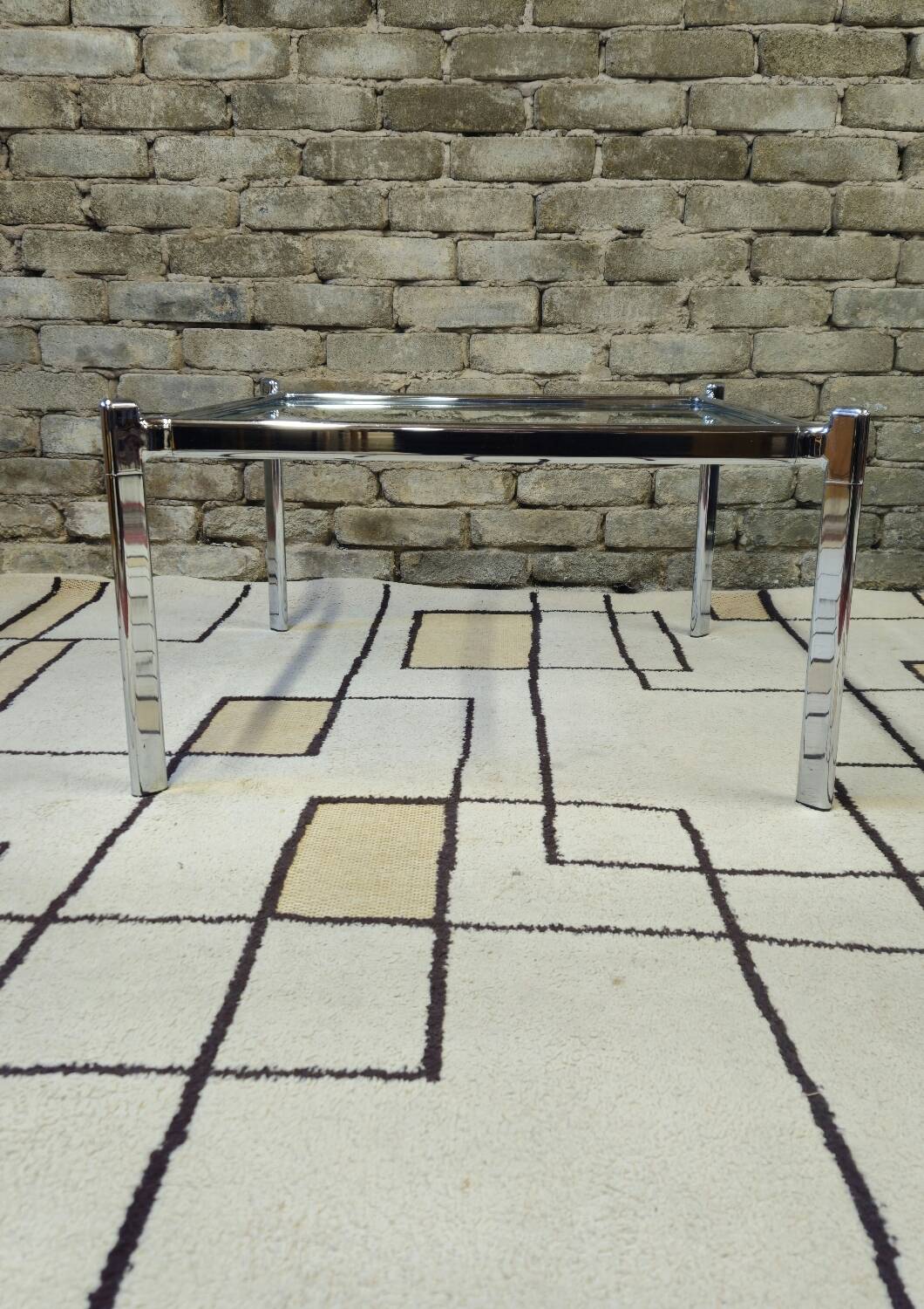 Chrome and glass coffee table, 1970