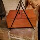 Sewing box from the 50s in wood and black metal