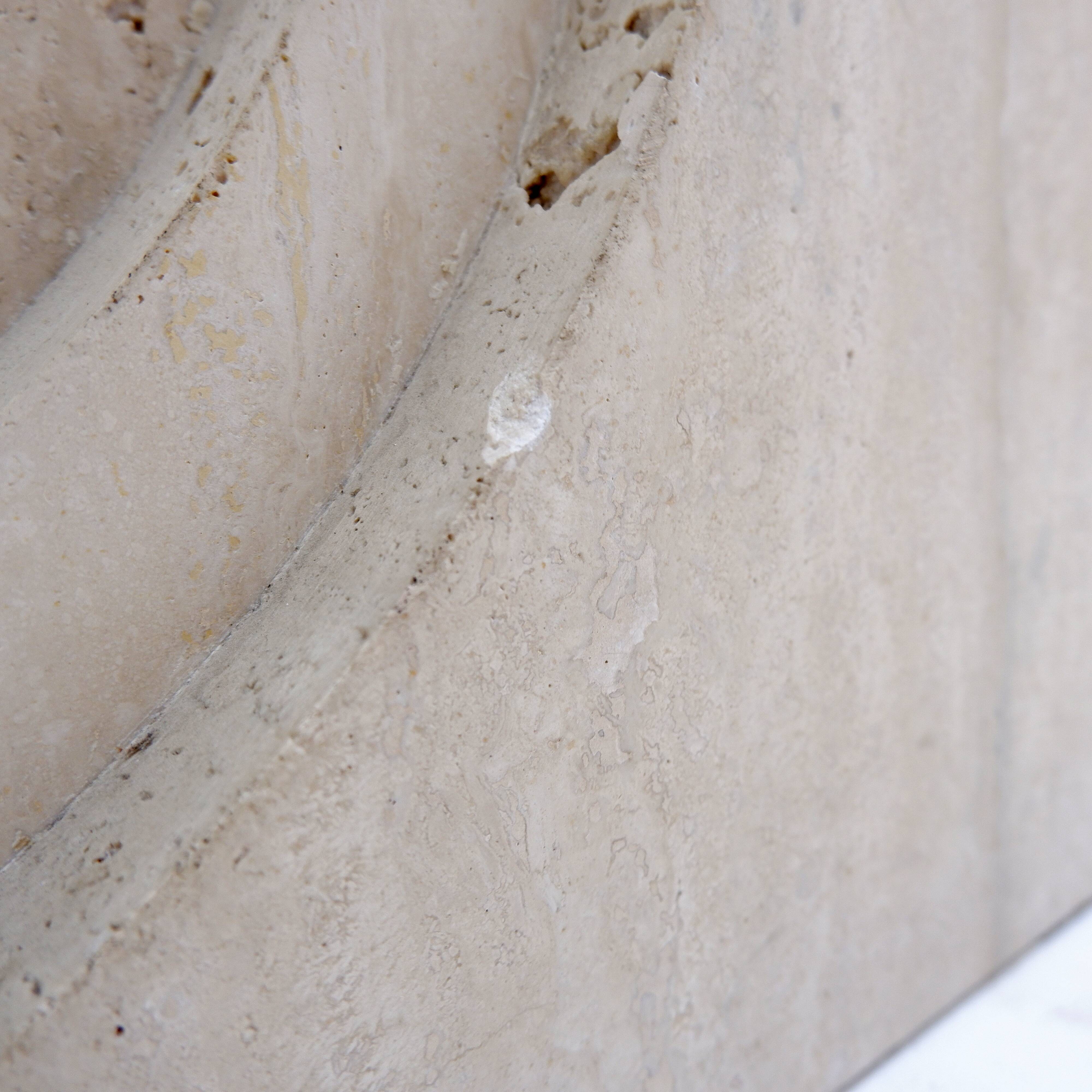 Sculptural Glass and Travertine coffee table