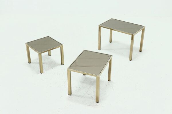 Ensemble de tables gigognes plaquées or 23 carats par belgo chrom années 1970