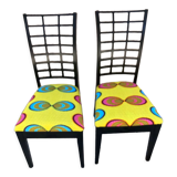 Pair of chairs upholstered with wax fabric