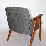 Vintage 366 Black & White Easy Chair by Józef Chierowski, 1970s