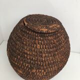 Round straw basket 50s-60s