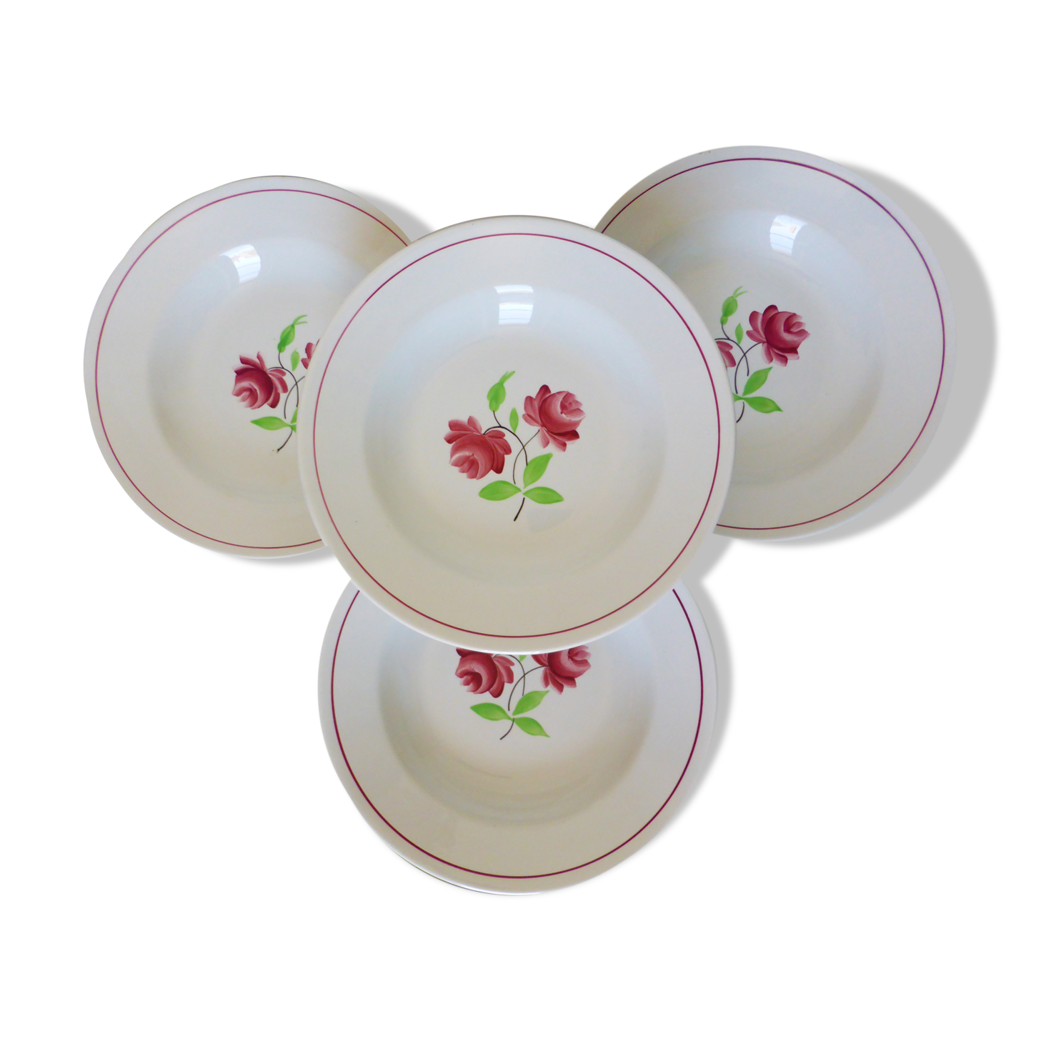 4 assiettes creuses K et G Luneville modèle Rose Mai 2106201