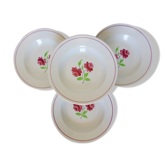 4 assiettes creuses K et G Luneville modèle Rose Mai 2106201