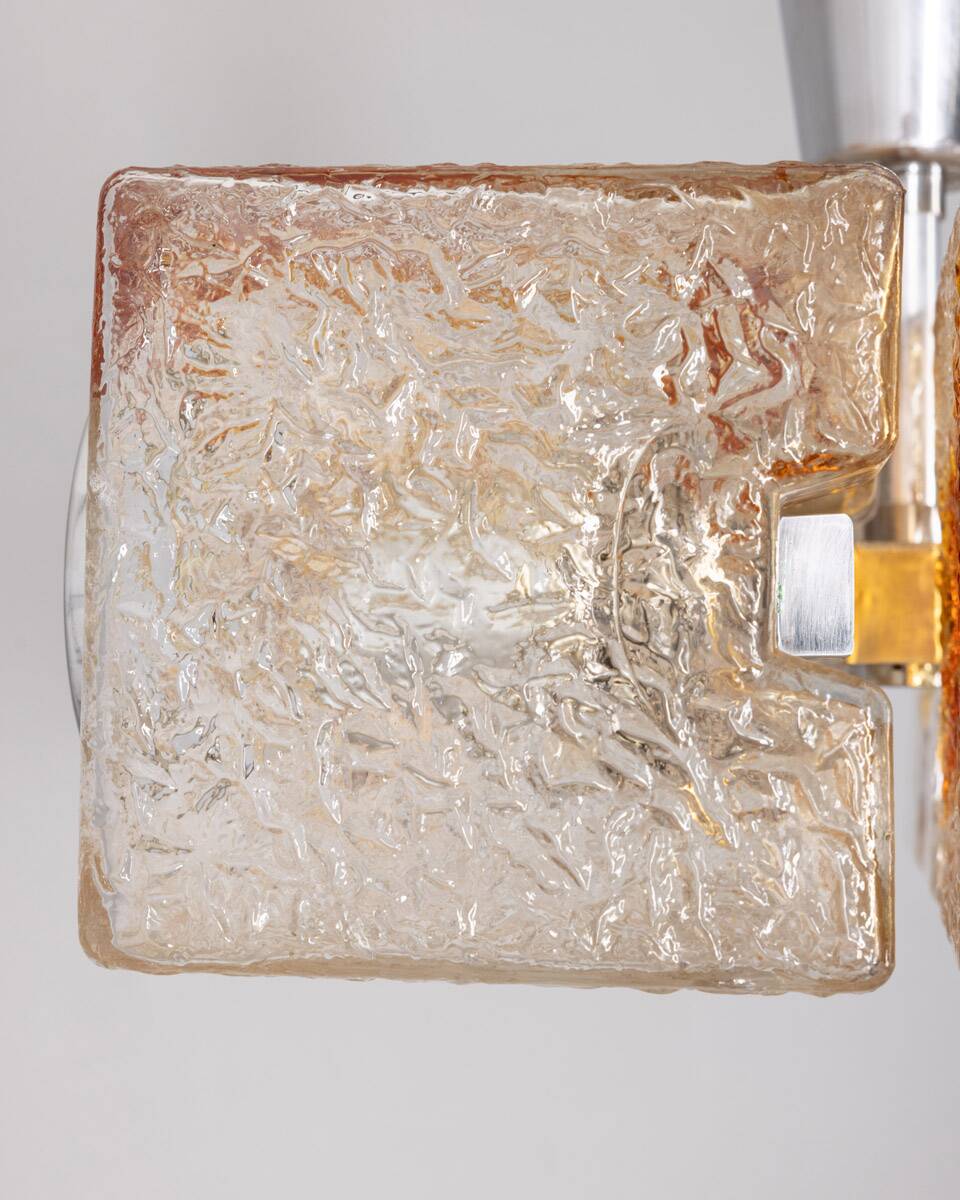 Vintage 70s murano glass chandelier design sugar tones for veart