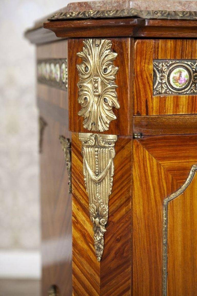 Vintage Two-Leaf Cabinet with Marble Top, 1940s