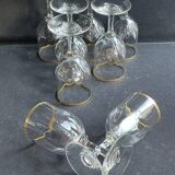 8 Daum gold-plated wine glasses