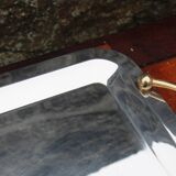 GUY DEGRENNE Serving Tray – Stainless Steel & Brass Handles – France