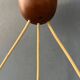 Teak wood and opaline glass chandelier 512 by Uno & Östen Kristiansson for Luxus, Sweden