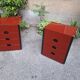 Como Bedside Tables MB3 Model in Red Lacquer and Burnished Brass by Luigi Caccia Dominioni for Azucena, 1970s, Set of 2