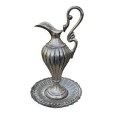 Vintage jug on silver-plated tray – large decorative pitcher