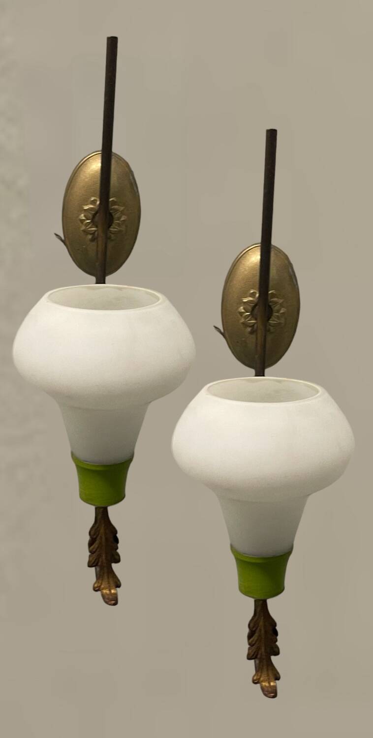 Vintage Italian Opaline Sconces Set of 2