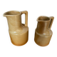 Pair of antique brenne pitchers in beige french stoneware vintage
