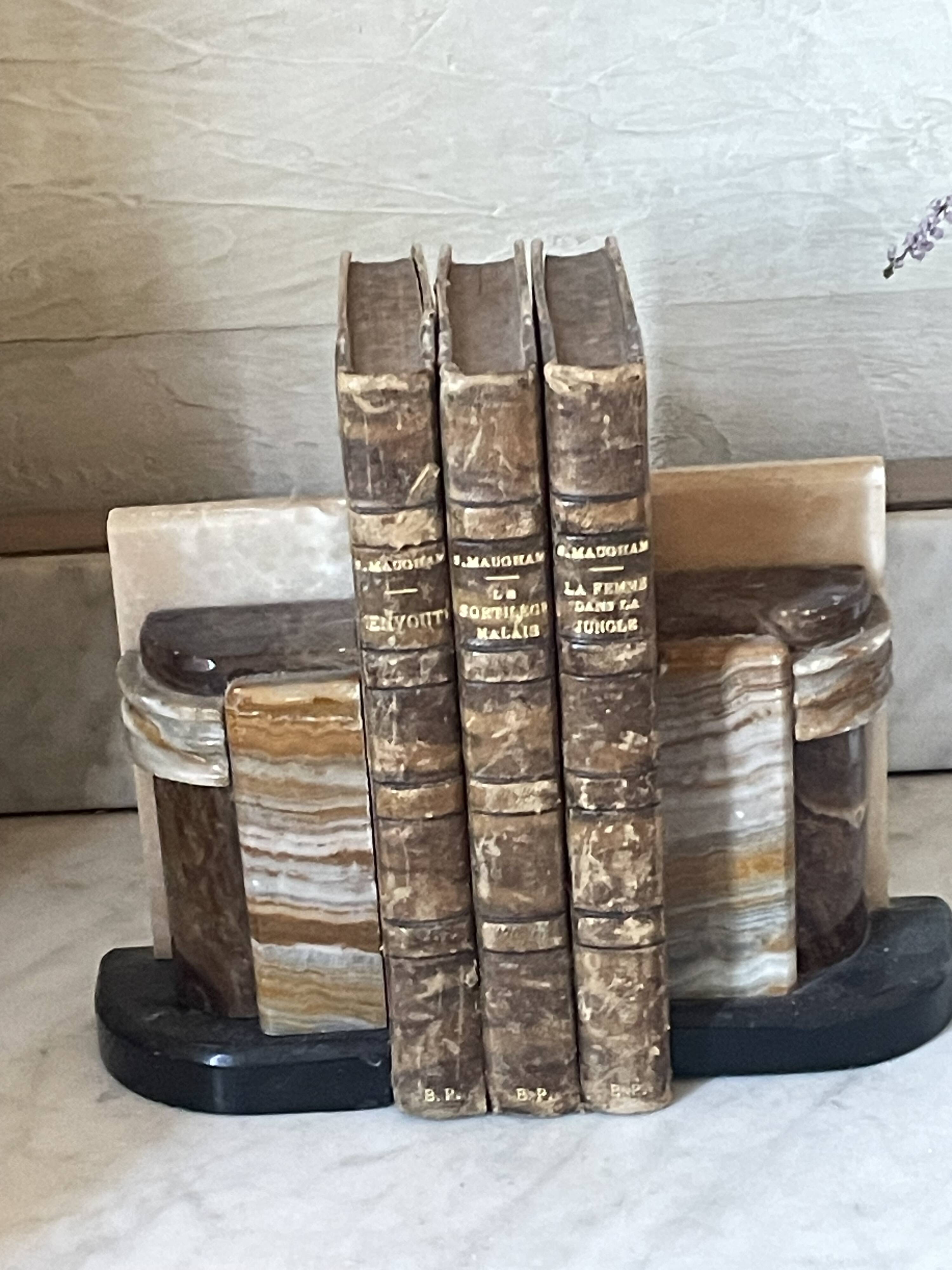 Art Deco pair of onyx bookends