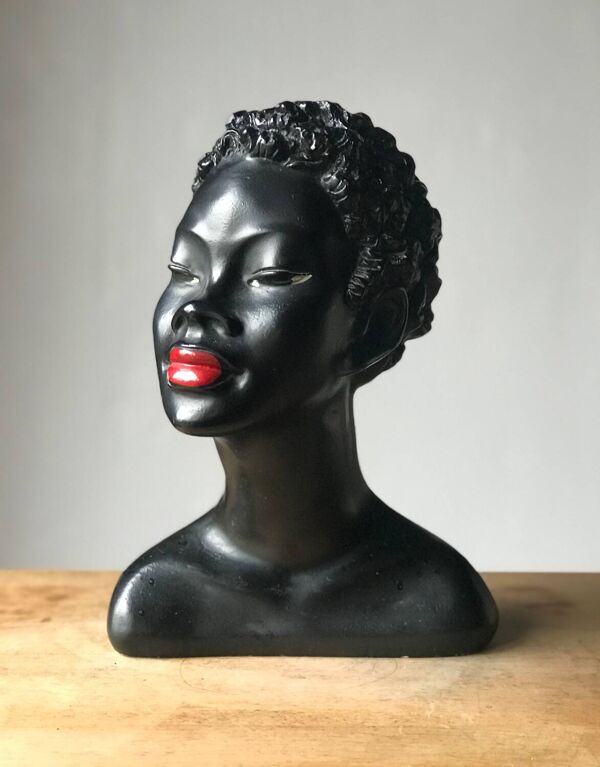 Buste plâtre femme noire 1950s Gino Manca