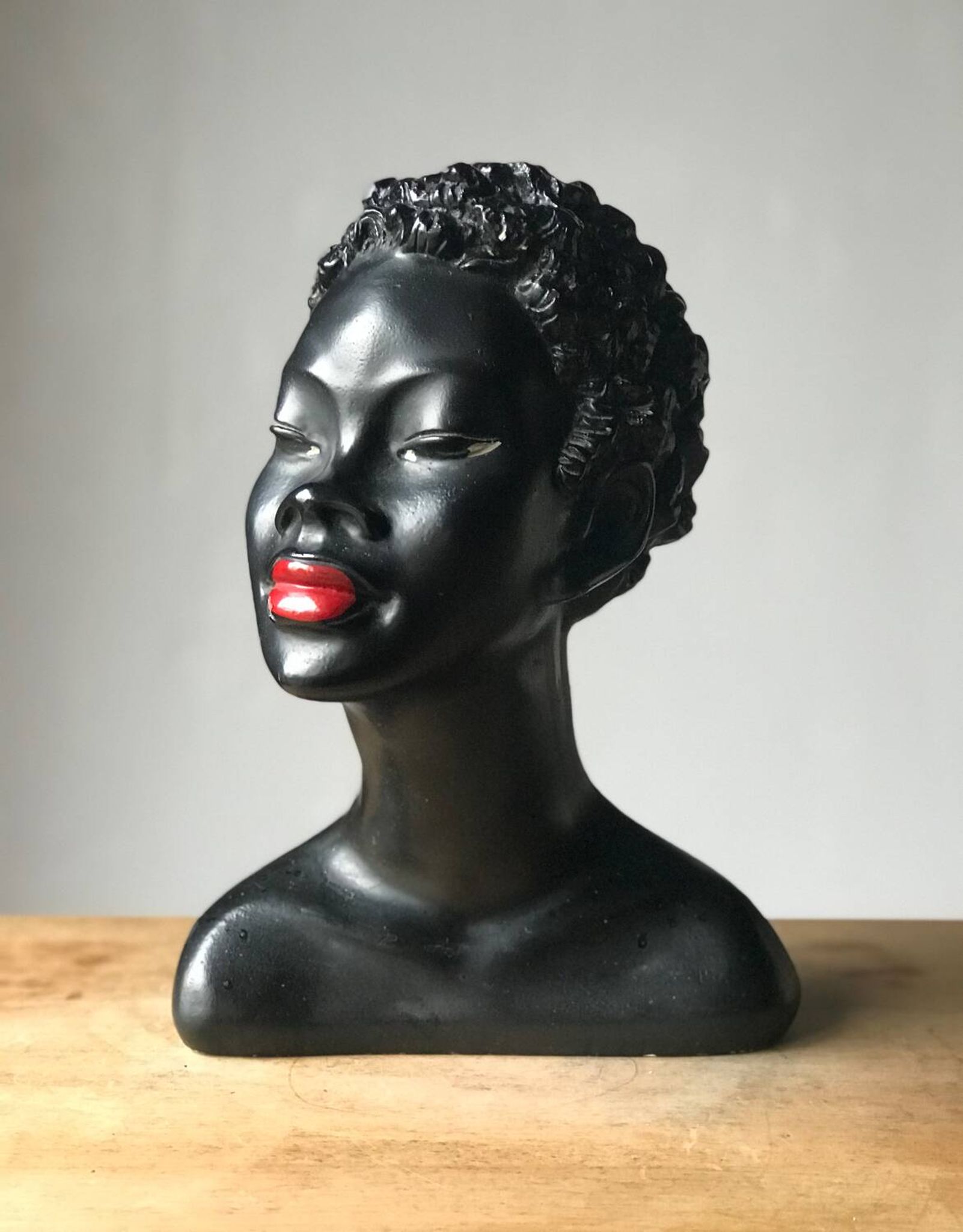 Buste plâtre femme noire 1950s Gino Manca