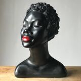 Buste plâtre femme noire 1950s Gino Manca