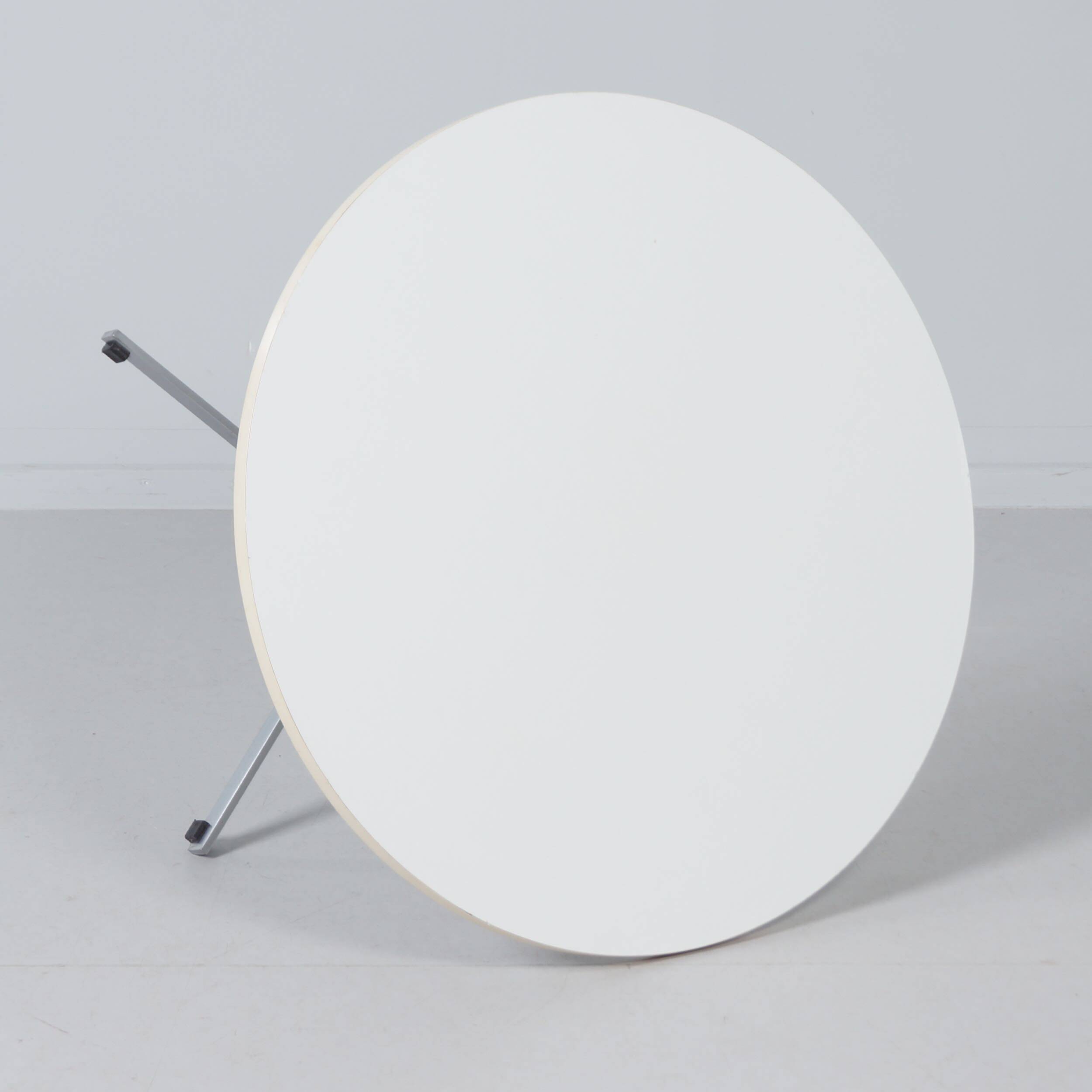 Round model 3696 coffee table by Gispen, 1970s – white melamine top and chrome base