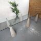 Glass table with cement legs