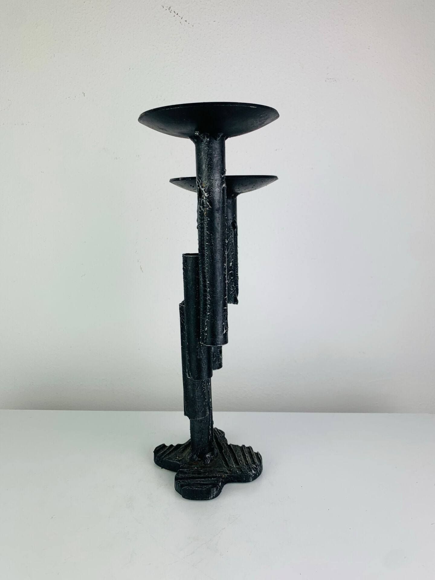 Brutalist iron candlestick, vintage