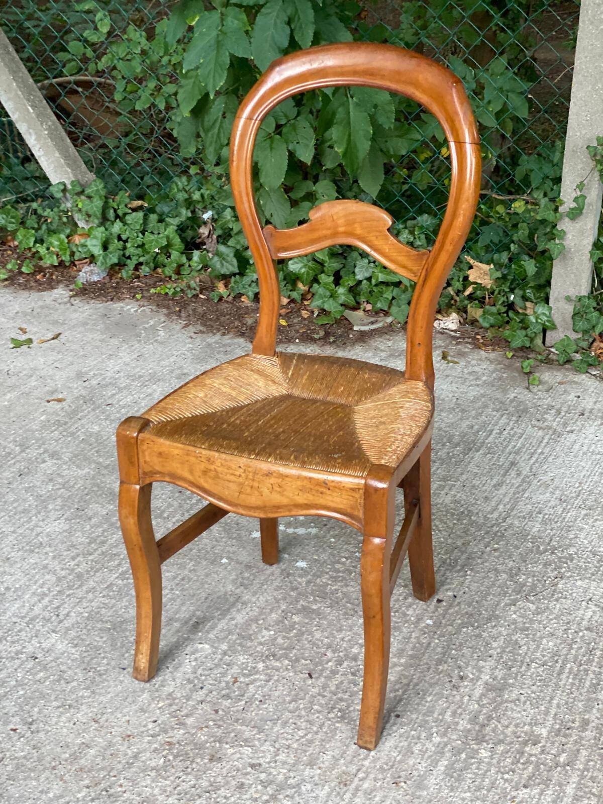 Louis Philippe solid wood and straw office chair