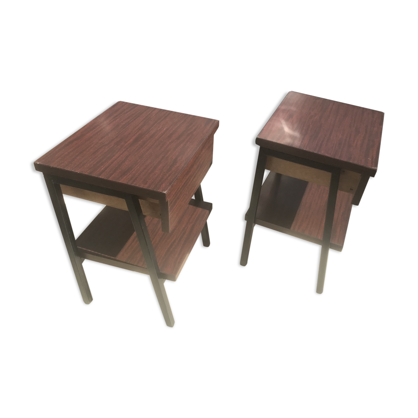 Pair of metal bedside table / formica