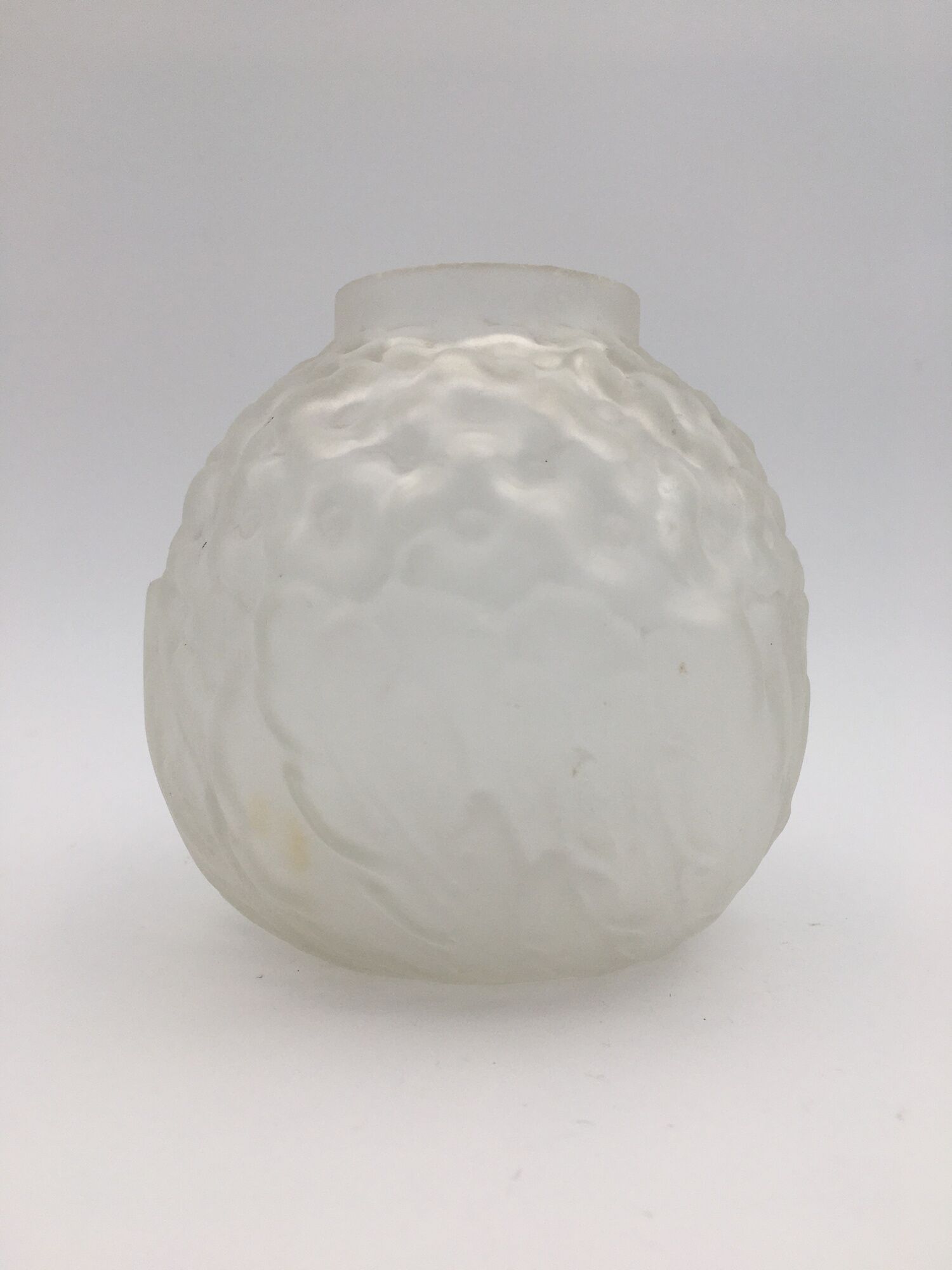 art deco ball vase in moulded pressed glass, satin - 1930s