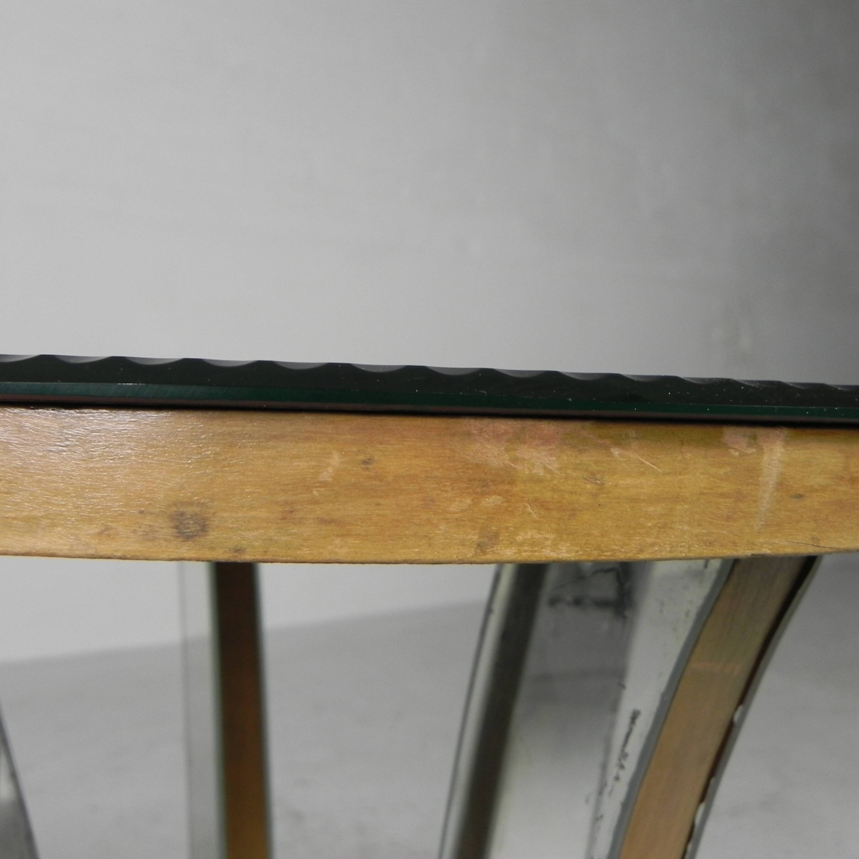 Art Deco coffee table, side table, with mirror glass and walnut veneer, 1930s