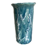 Vase en céramique émaillée bleue et blanche écume