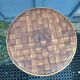 Braided chestnut harness small round side table on console tripod