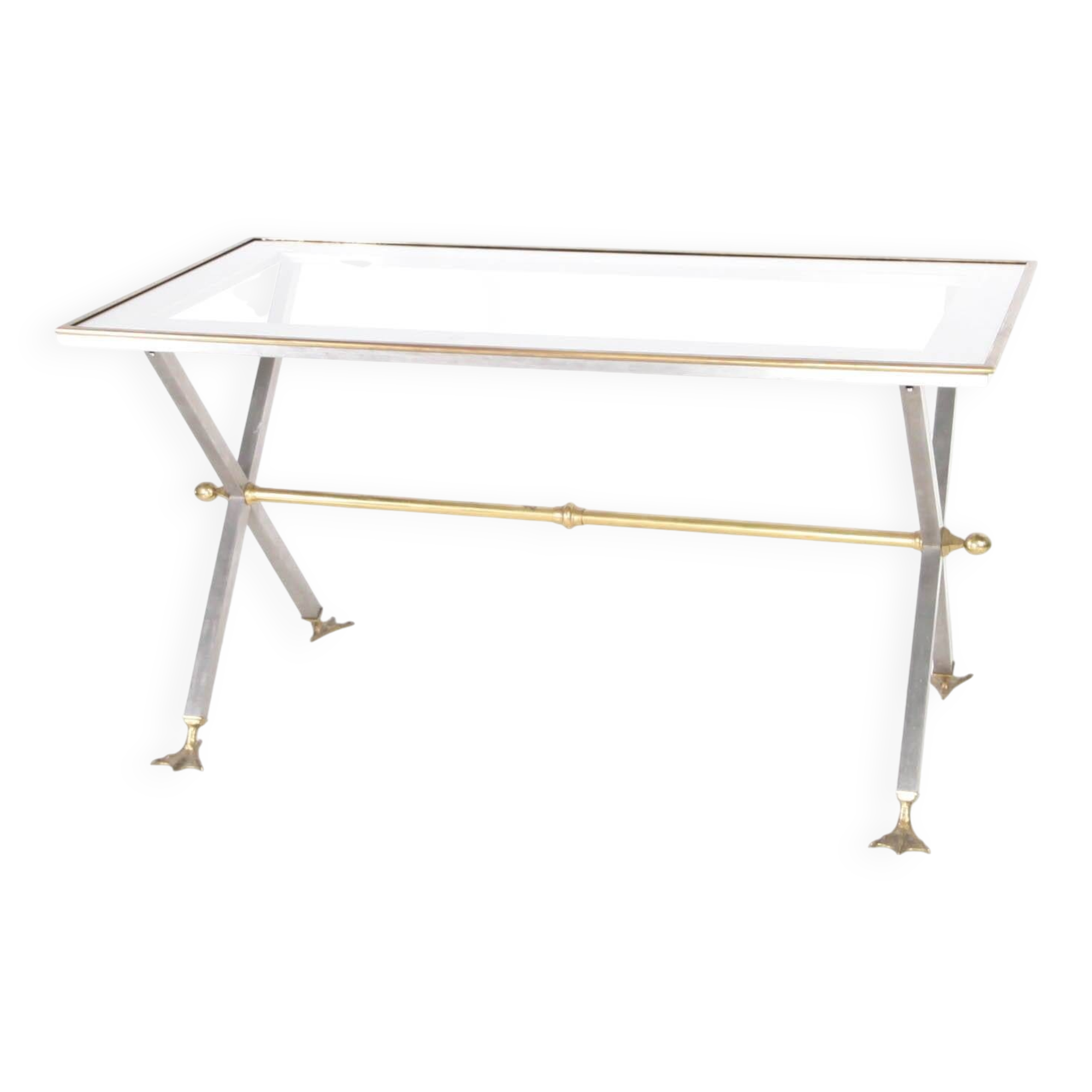 Stainless steel and brass table