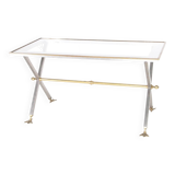 Stainless steel and brass table