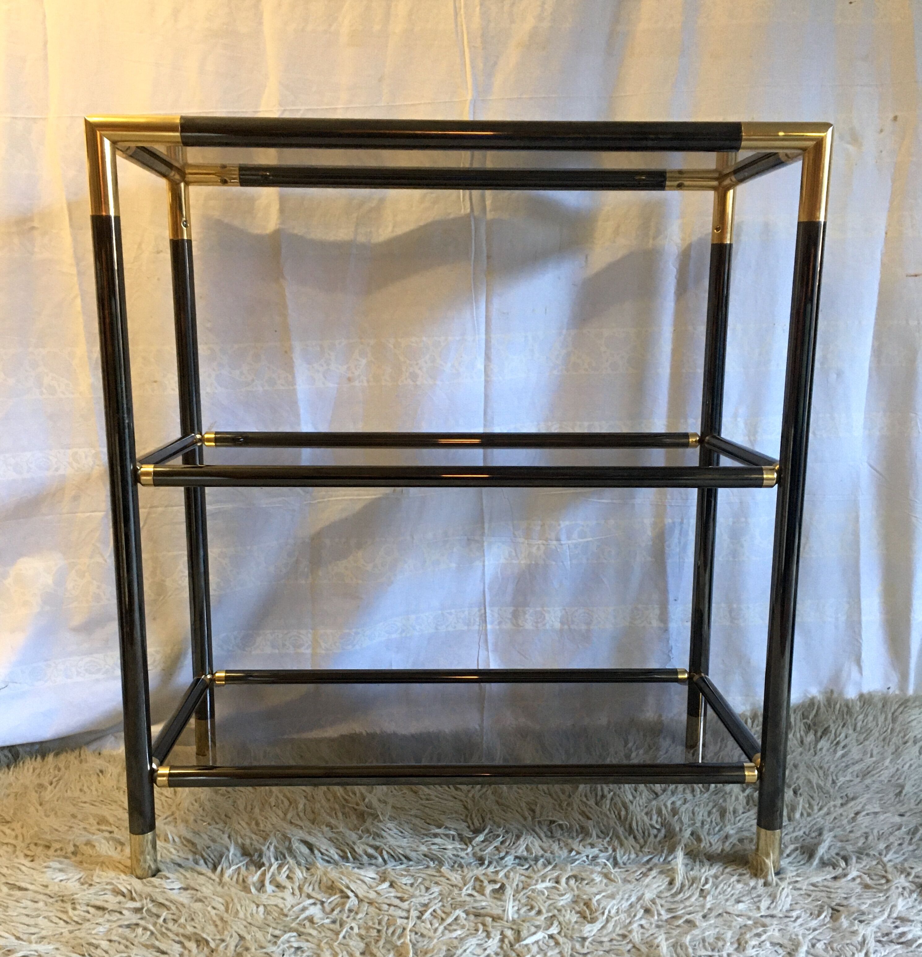 Smoked glass brass library - 70s