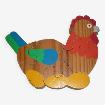 4 piece wooden hen puzzle