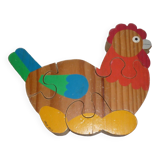 4 piece wooden hen puzzle